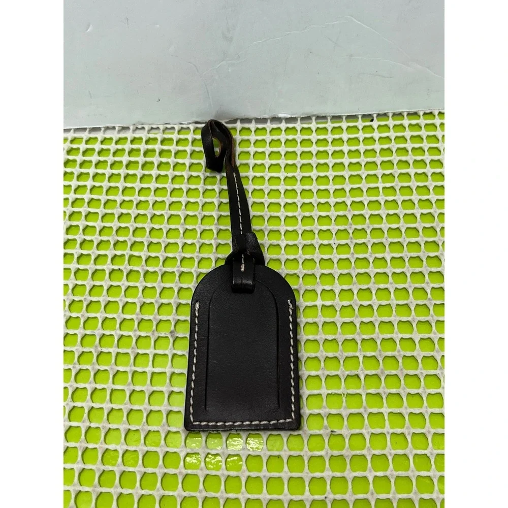 Dooney & Bourke Dark Brown Leather Luggage Tag Bag ID Name Label Accessory